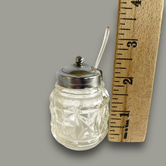 Vintage 3pc Glass Salt, Pepper, Jam or Sugar - Picture 7 of 9
